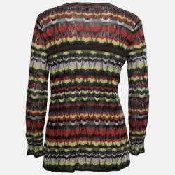 M Missoni Multicolor Patterned Knit Bow Detail Top S