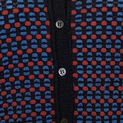 Pre Owned M Missoni Black & Blue Knit Button Front Cardigan M