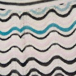 Pre Owned M Missoni Multicolor Wave Pattern Knit Wide Leg Pants L