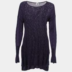 M Missoni Purple Chevron Patterned Wool Knitted Top M