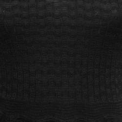 Pre Owned M Missoni Black Textured Knit V-Neck Flared Dress S