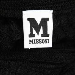 Pre Owned M Missoni Black Textured Knit V-Neck Flared Dress S