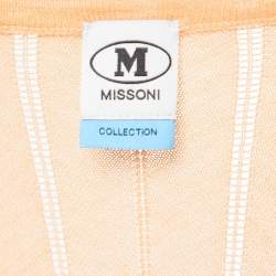 Pre Owned M Missoni Collection Orange Patterned Knit V-Neck Drawstring Dress L