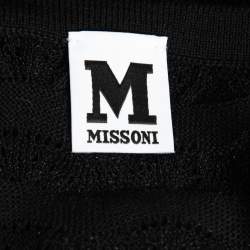 Pre Owned M Missoni Black Multicolor Patterned Knit Midi Dress M
