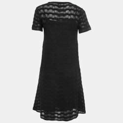 Pre Owned M Missoni Black Multicolor Patterned Knit Midi Dress M