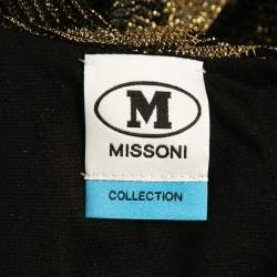 Pre Owned M Missoni Collection Black & Gold Lurex Knit V-Neck Top S