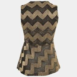 Pre Owned M Missoni Collection Black & Gold Lurex Knit V-Neck Top S