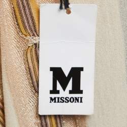Pre Owned M Missoni Beige Multicolor Patterned Knit Midi Dress S