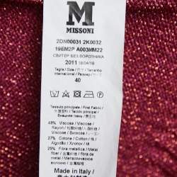 Pre Owned M Missoni Pink Striped Lurex Knit Sweater Top S