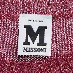 Pre Owned M Missoni Pink Striped Lurex Knit Sweater Top S
