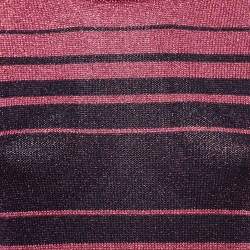 Pre Owned M Missoni Pink Striped Lurex Knit Sweater Top S