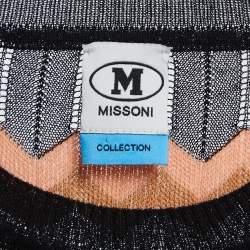 Pre Owned M Missoni Collection Black Chevron Patterned Knit Sweater Top M