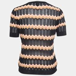Pre Owned M Missoni Collection Black Chevron Patterned Knit Sweater Top M