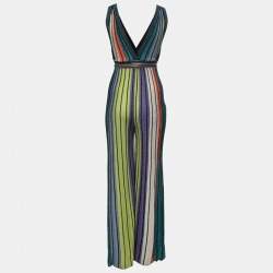 Pre Owned M Missoni Multicolor Striped Lurex Knit Jumpsuit S