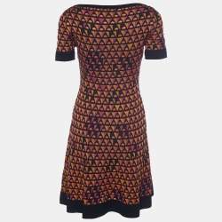 Pre Owned M Missoni Multicolor Geometric Patterned Wool Knit Mini Dress S