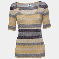 Pre Owned M Missoni Collection Multicolor Striped Lurex Knit Top M