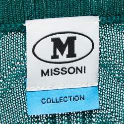 Pre Owned M Missoni Green Patterned Knit High Neck Long Sleeve Midi Dress M
