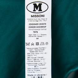 Pre Owned M Missoni Green Patterned Knit High Neck Long Sleeve Midi Dress M