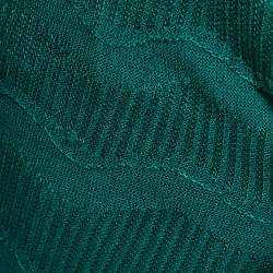 Pre Owned M Missoni Green Patterned Knit High Neck Long Sleeve Midi Dress M