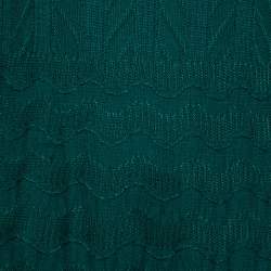 Pre Owned M Missoni Green Patterned Knit High Neck Long Sleeve Midi Dress M