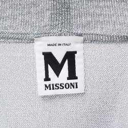 مملوكة مسبقًا M Missoni Silver Knit Cowl Neck Sleeveless Top S