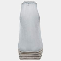 م ملوكة مسبقًا M Missoni Silver Knit Cowl Neck Sleeveless Top S