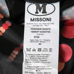 Pre Owned M Missoni Black Printed Synthetic Silk Sleeveless Shift Dress S