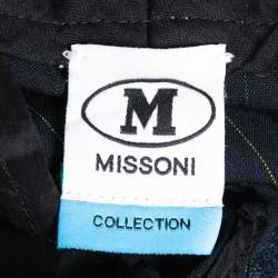 Pre Owned M Missoni Navy Blue/Multicolor Striped Crepe Trousers M