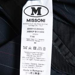 Pre Owned M Missoni Navy Blue/Multicolor Striped Crepe Trousers M