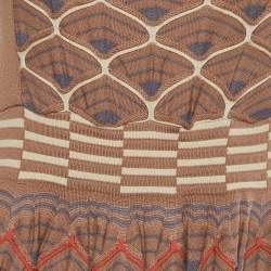 Pre Owned M Missoni Brown Textured Knit Midi Dress L