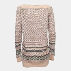 Pre Owned M Missoni Multicolor Chevron Patterned Lurex Knit Long Sleeve Top L