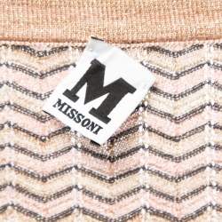 Pre Owned M Missoni Multicolor Chevron Patterned Lurex Knit Long Sleeve Top L