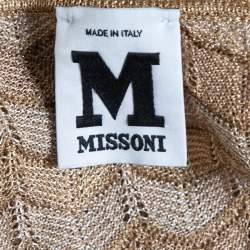 Pre Owned M Missoni Gold Scalloped Patterned Lurex Knit Top M