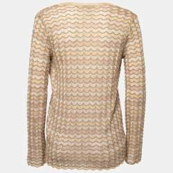 Pre Owned M Missoni Gold Scalloped Patterned Lurex Knit Top M