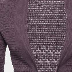 Pre Owned M Missoni Purple Textured Knit Open Front Cardigan S