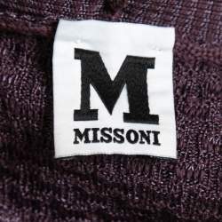 Pre Owned M Missoni Purple Textured Knit Open Front Cardigan S