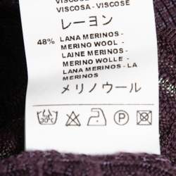 Pre Owned M Missoni Purple Textured Knit Open Front Cardigan S