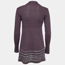 Pre Owned M Missoni Purple Textured Knit Open Front Cardigan S