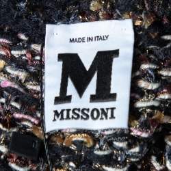 M Missoni Black Lurex Knit Hook Front Coat M