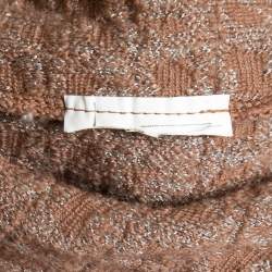 Pre Owned M Missoni Beige/Grey Patterned Knit Midi Skirt M