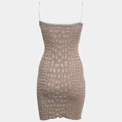 Pre Owned M Missoni Beige/Grey Patterned Knit Midi Skirt M