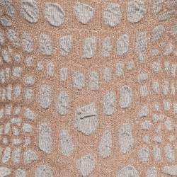 Pre Owned M Missoni Beige/Grey Patterned Knit Midi Skirt M