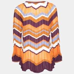 Pre Owned M Missoni Multicolor Pattered Cotton Knit Blouse L