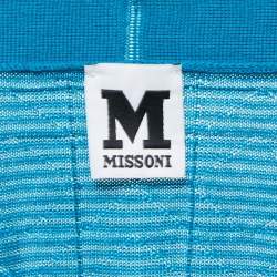 Pre Owned M Missoni Teal Blue Knit Open Cardigan S