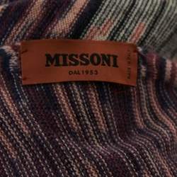 Pre Owned M Missoni Multicolor Patterned Wool Knit Poncho One Size