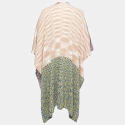 Pre Owned M Missoni Multicolor Patterned Wool Knit Poncho One Size