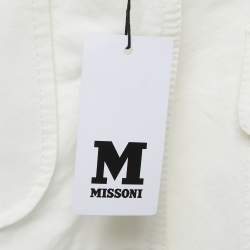 Pre Owned M Missoni White Cotton and Ramie Single-Breasted Sleeveless Jacket M
