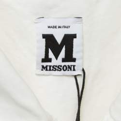 Pre Owned M Missoni White Cotton and Ramie Single-Breasted Sleeveless Jacket M