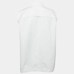 Pre Owned M Missoni White Cotton and Ramie Single-Breasted Sleeveless Jacket M