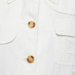 Pre Owned M Missoni White Cotton and Ramie Single-Breasted Sleeveless Jacket M